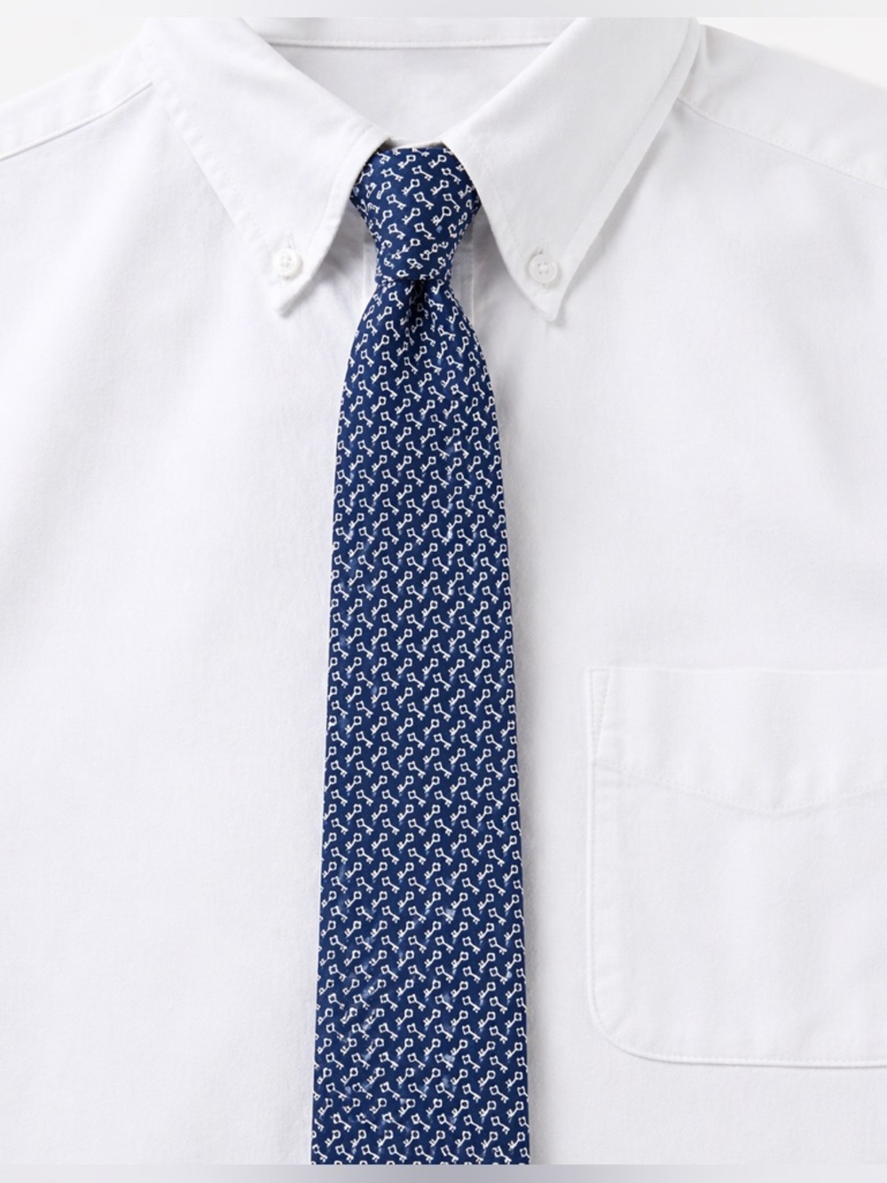 Vineyard Vines Silk Tie Blue Key Print Slim 3” 56” NWT